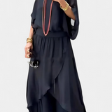 Maravilla Ρευστό Σετ Δύο Τεμαχίων με Χαλαρό Τοπ και Ασύμμετρη Φούστα