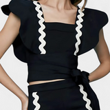 Fabiana Κομψό Τοπ με Βολάν και Αντίθετες Ραφές