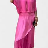 Maravilla Ρευστό Σετ Δύο Τεμαχίων με Χαλαρό Τοπ και Ασύμμετρη Φούστα