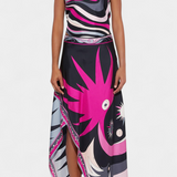 Ciana Σατέν Σετ με Αφηρημένη Φούστα και Τοπ Halter