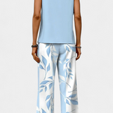 Martina Κομψό Boho Σετ χωρίς Μανίκια με Ίσιο Παντελόνι με Μοτίβο