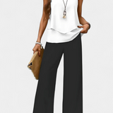 Martina Κομψό Boho Σετ χωρίς Μανίκια με Ίσιο Παντελόνι με Μοτίβο