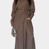 Marisol Καθημερινό Σετ με Φαρδύ Πουκάμισο και Παντελόνι-Φούστα