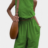 Portia Σετ από Βαμβάκι και Λινό με Πλαϊνό Άνοιγμα