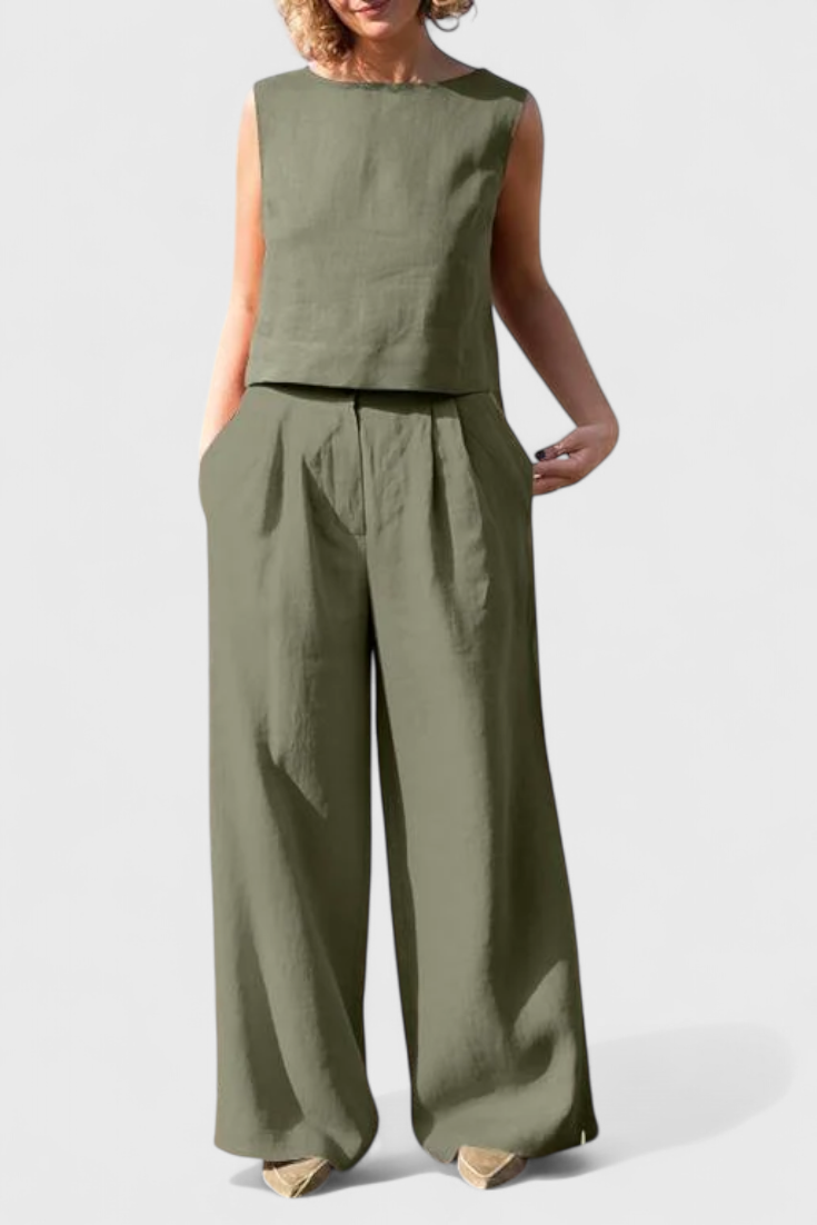 Yvanne Καλοκαιρινό Αμάνικο Σετ Vintage