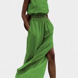 Portia Σετ από Βαμβάκι και Λινό με Πλαϊνό Άνοιγμα