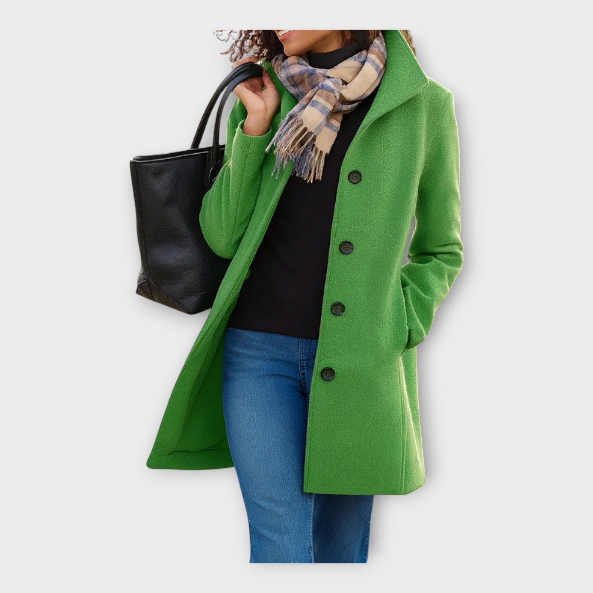 Κομψό Μάλλινο Παλτό με Κουμπιά