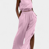 Portia Σετ από Βαμβάκι και Λινό με Πλαϊνό Άνοιγμα