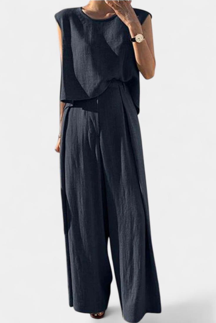 Lauren Σετ Δύο Τεμαχίων με Φαρδύ Παντελόνι