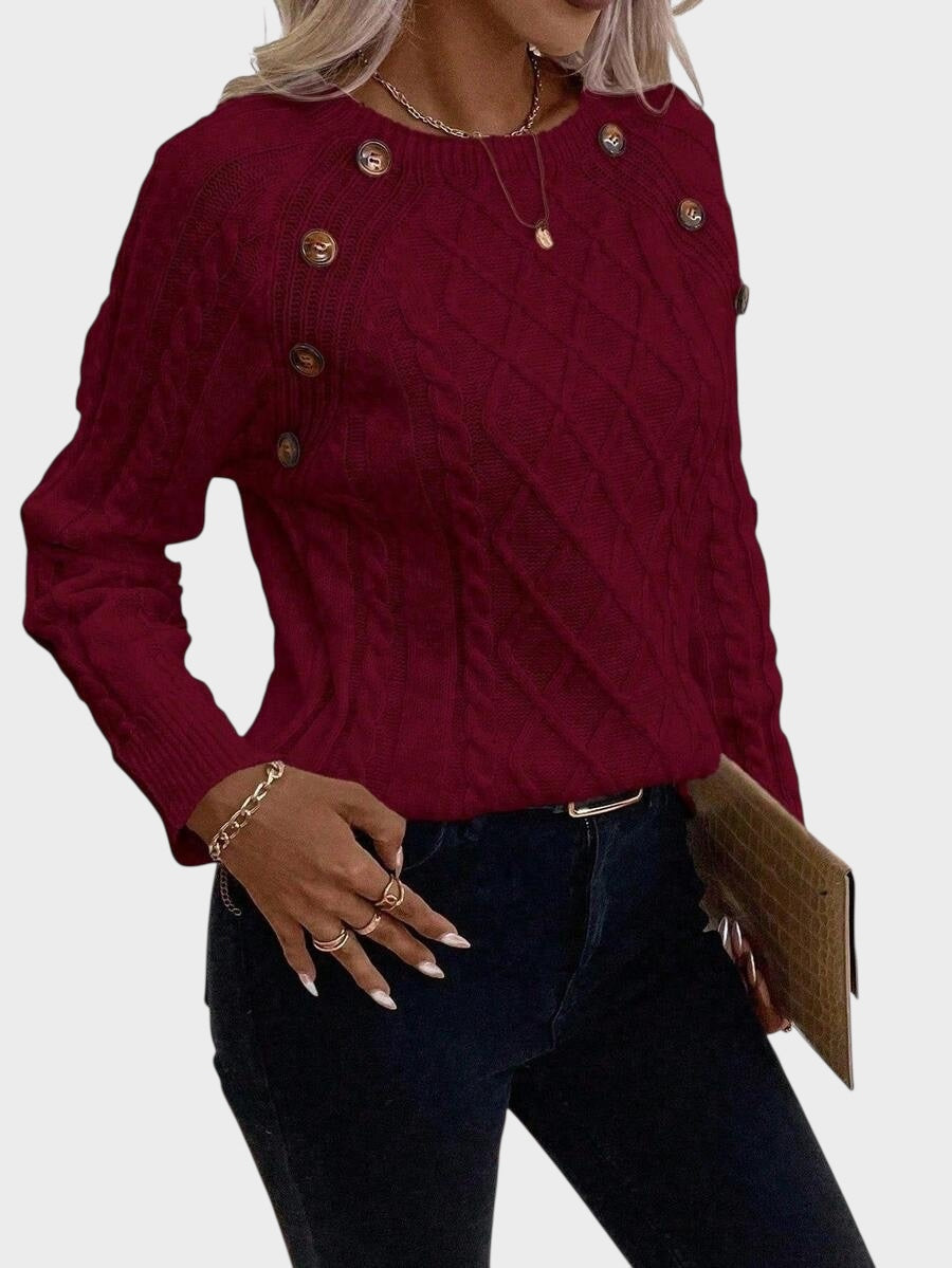 Clara – Πουλόβερ με Κουμπιά και Πλεκτή Υφή