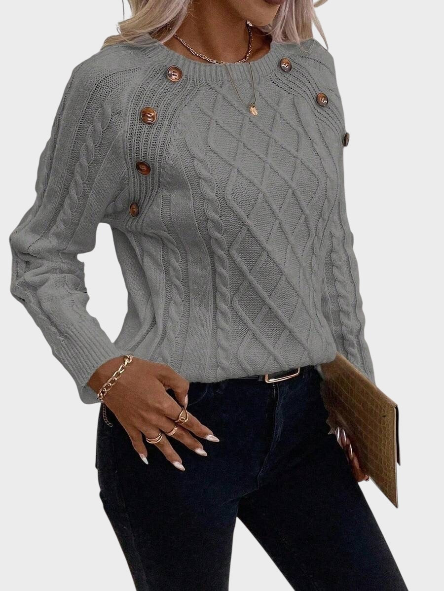 Clara – Πουλόβερ με Κουμπιά και Πλεκτή Υφή