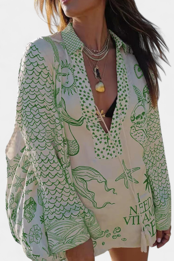 Amalia Πουκαμισένιο Σετ με Στάμπα και Ελαστικό Σορτς