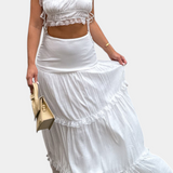 Ilys Ρομαντικό Σετ με Τοπ από Δαντέλα και Μακριά Ογκώδη Φούστα