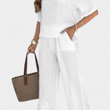 Natalia Χαλαρό Σετ από Κεντημένο Λινό με Άνετη Σιλουέτα