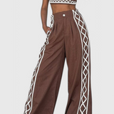 Mirella Σετ Crop Top και Φαρδύ Παντελόνι με Ζιγκ-Ζαγκ Μοτίβο