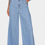 Ludovica Τζιν Σετ με Εφαρμοστό Γιλέκο και Παντελόνι με Φαρδύ Μπατζάκι