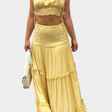 Ilys Ρομαντικό Σετ με Τοπ από Δαντέλα και Μακριά Ογκώδη Φούστα