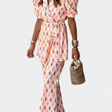 Araceli Σετ με Στάμπα, Μπλέιζερ και Καμπάνα Παντελόνι