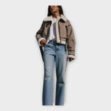 Δερμάτινο Μπουφάν με Επένδυση και Ζώνη