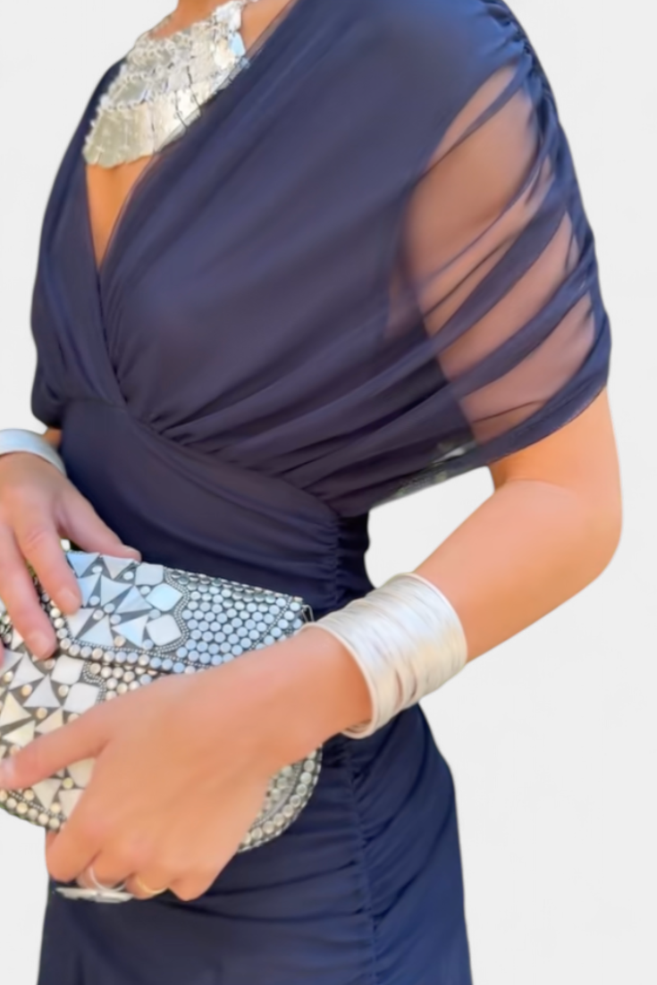 Alondra Μακρύ Φόρεμα με Φλοράλ Φανταχτερό Σχέδιο και Ντεκολτέ