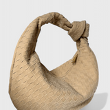 Μωβ Μεσαία Τσάντα Υφασμένη με Λεπτομέρεια Κόμπου