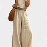 Portia Σετ από Βαμβάκι και Λινό με Πλαϊνό Άνοιγμα