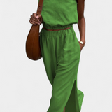 Portia Σετ από Βαμβάκι και Λινό με Πλαϊνό Άνοιγμα