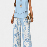 Martina Κομψό Boho Σετ χωρίς Μανίκια με Ίσιο Παντελόνι με Μοτίβο