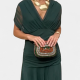 Alondra Μακρύ Φόρεμα με Φλοράλ Φανταχτερό Σχέδιο και Ντεκολτέ