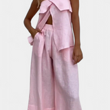 Oriana Στράπλες Σετ με Φούστα με Σκίσιμο σε Μονόχρωμο Σχέδιο