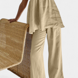 Lía Καλοκαιρινό Σετ με Αέρινο Τοπ και Φαρδύ Παντελόνι