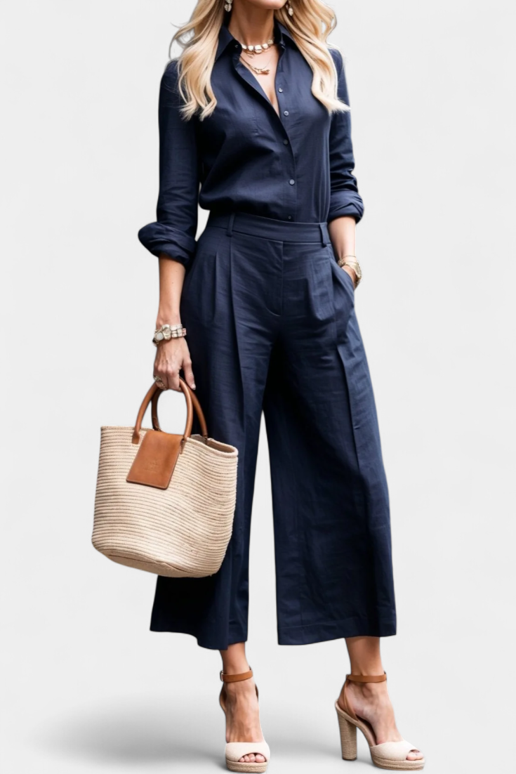 Σετ Σαμπίνα Ροζ με Αέρινο Πουκάμισο και Παντελόνια Κάπρι