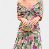 Alondra Μακρύ Φόρεμα με Φλοράλ Φανταχτερό Σχέδιο και Ντεκολτέ