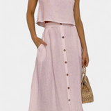 Naha Σετ από Βαμβάκι με Γιλέκο και Κουμπιά Μπροστά