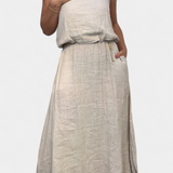 Meliora Σετ από Λινό και Βαμβάκι με Αμάνικο Γιλέκο και Φούστα