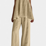 Lía Καλοκαιρινό Σετ με Αέρινο Τοπ και Φαρδύ Παντελόνι