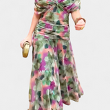 Alondra Μακρύ Φόρεμα με Φλοράλ Φανταχτερό Σχέδιο και Ντεκολτέ