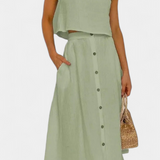 Naha Σετ από Βαμβάκι με Γιλέκο και Κουμπιά Μπροστά