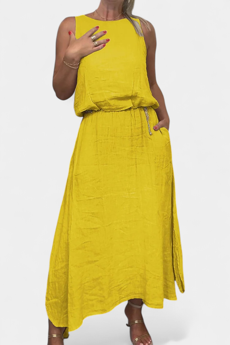 Meliora Σετ από Λινό και Βαμβάκι με Αμάνικο Γιλέκο και Φούστα