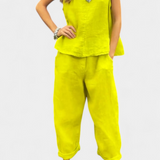 Leona Αμάνικο Σετ με Γιλέκο και Παντελόνι από Βαμβάκι και Λινό