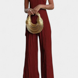 Pilarica Κομψό Πλισέ Σετ με Ασύμμετρο Τοπ και Ρευστό Παντελόνι