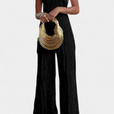 Pilarica Κομψό Πλισέ Σετ με Ασύμμετρο Τοπ και Ρευστό Παντελόνι