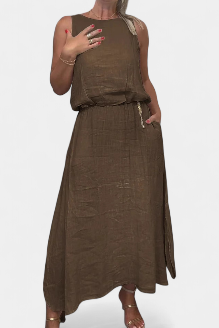 Meliora Σετ από Λινό και Βαμβάκι με Αμάνικο Γιλέκο και Φούστα