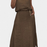 Meliora Σετ από Λινό και Βαμβάκι με Αμάνικο Γιλέκο και Φούστα