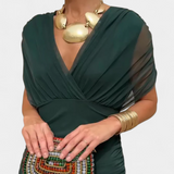 Alondra Μακρύ Φόρεμα με Φλοράλ Φανταχτερό Σχέδιο και Ντεκολτέ