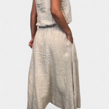 Meliora Σετ από Λινό και Βαμβάκι με Αμάνικο Γιλέκο και Φούστα