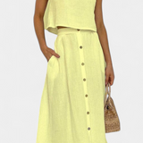 Naha Σετ από Βαμβάκι με Γιλέκο και Κουμπιά Μπροστά