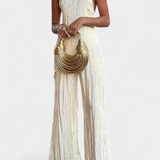 Pilarica Κομψό Πλισέ Σετ με Ασύμμετρο Τοπ και Ρευστό Παντελόνι