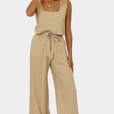 Pascuala Λινό Σετ Δύο Τεμαχίων με Αμάνικη Μπλούζα και Αέρινο Παντελόνι