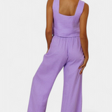 Pascuala Λινό Σετ Δύο Τεμαχίων με Αμάνικη Μπλούζα και Αέρινο Παντελόνι